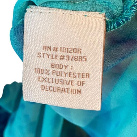 Soft Surroundings M* Turquoise Blue Beaded Sequin Tie-Dye Semi-Sheer Swim Cover - Picture 6 of 7